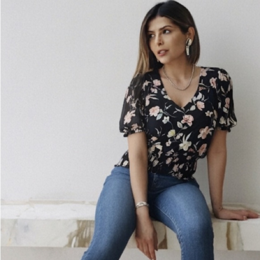 Ember Elegant Black Floral Top
